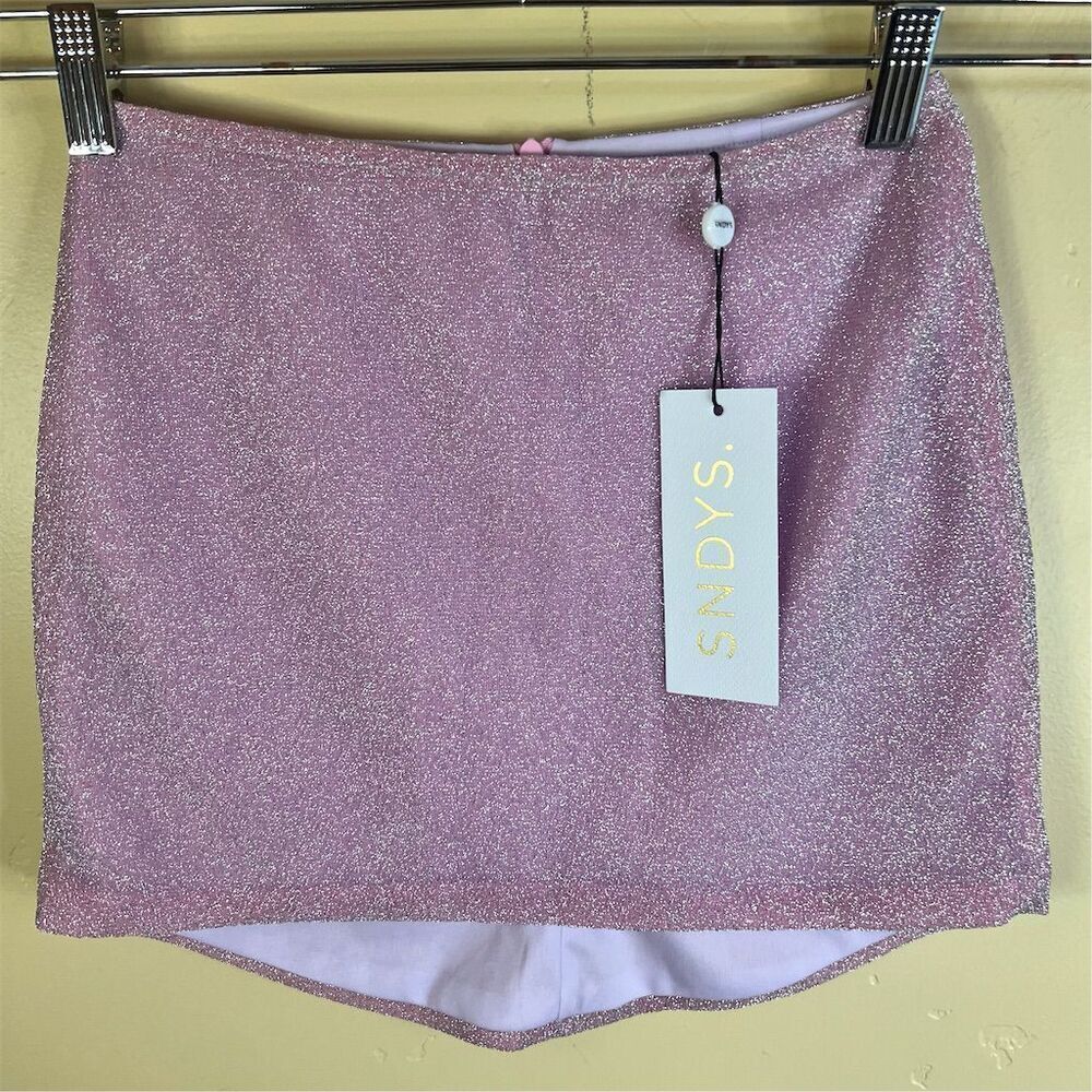 NWT Revolve x SNDYS Women's Pink Shimmer Asymmetric Skirt Size Small Cocktail